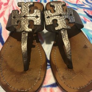 Pewter Tory Burch Moore Sandals 8.5